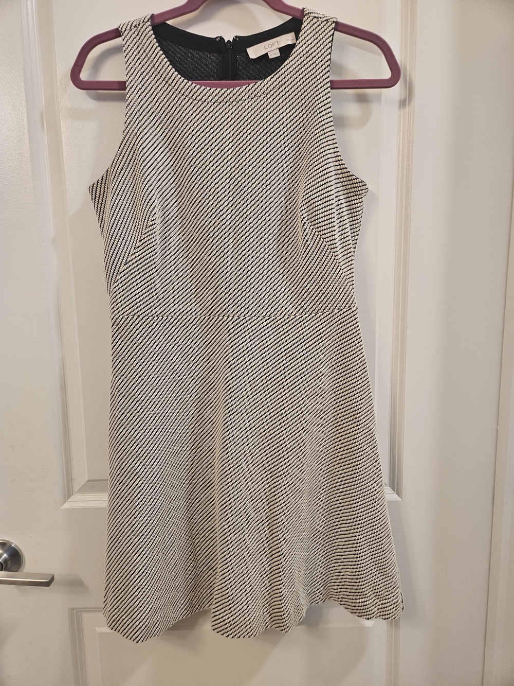LOFT Black & White Sleeveless Skater Dress